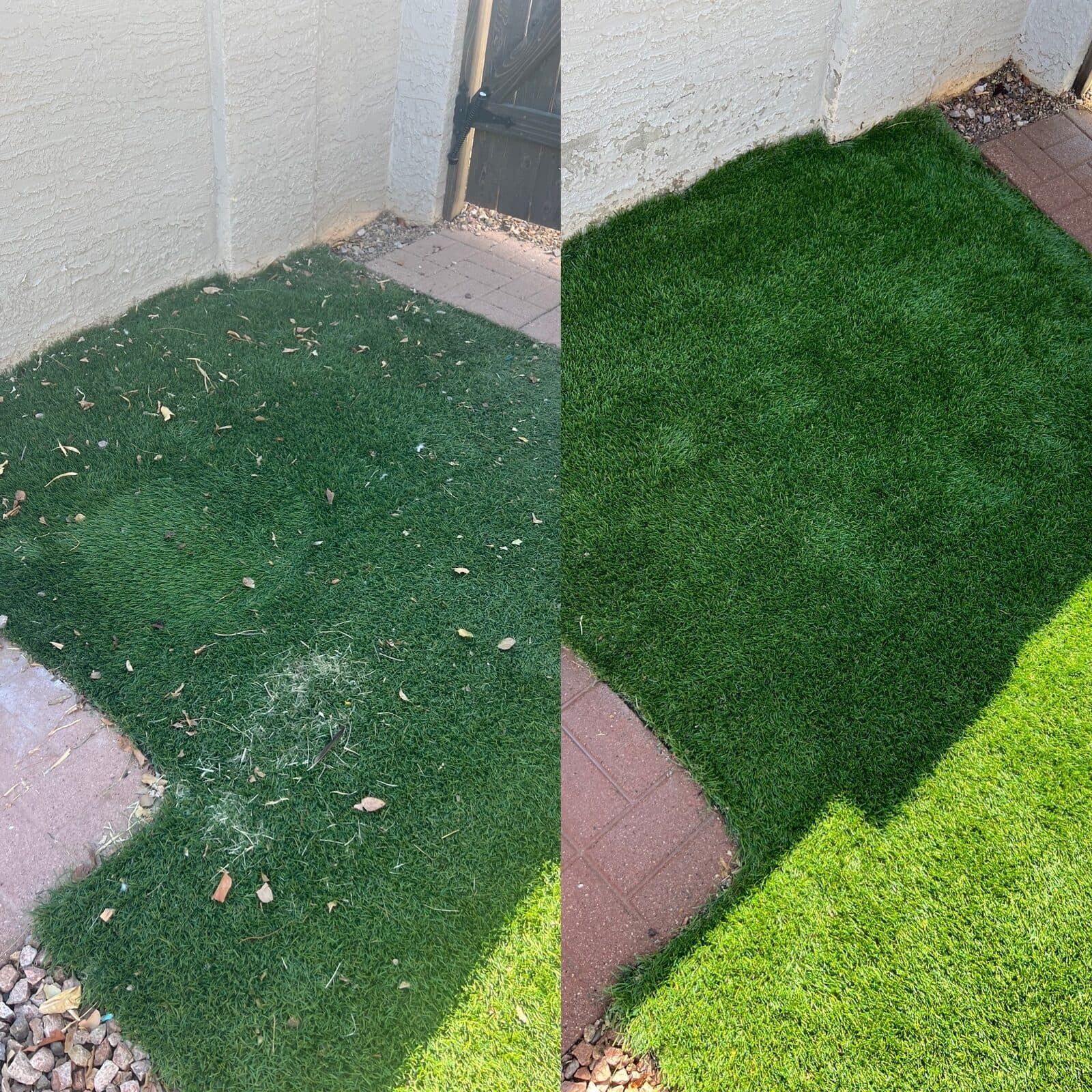 Artificial turf before cleaning